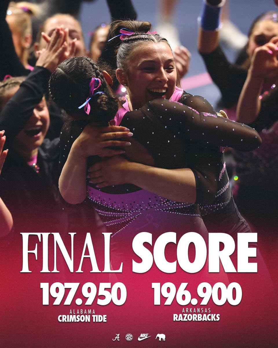 A season high All-Around score for the Tide secures a win in Tuscaloosa!

#RollTide