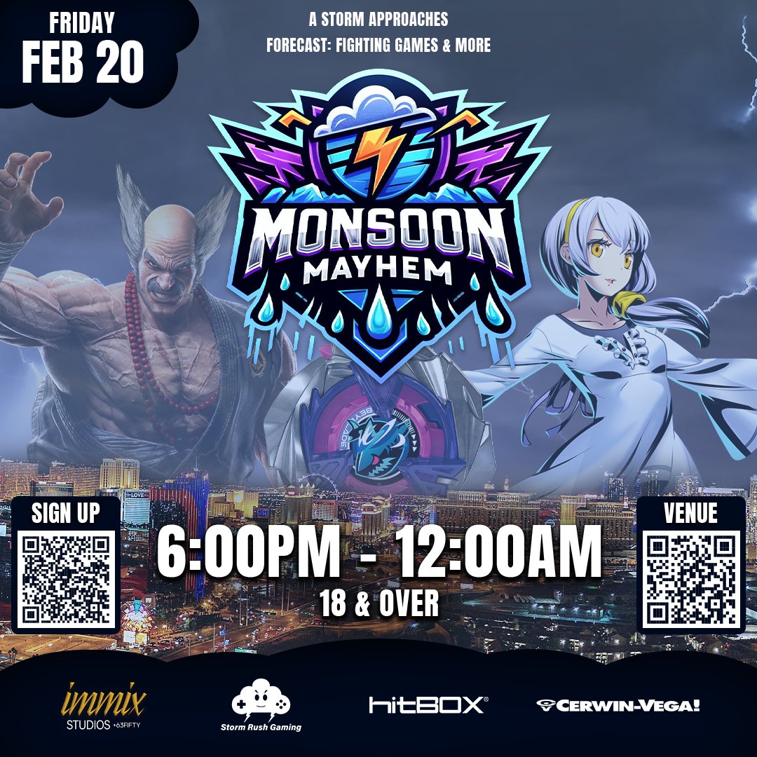 Evening Folks,

LOVE Is in the Air!

The clouds are shaking up once again as the weather stirs up some winds with a slight chance of an EPIC Monsoon Mayhem!!

Come join us February 20th and fight for your love of the game!

bit.ly/4bVCfEX