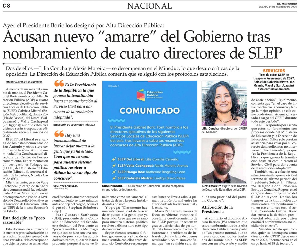 📰 Boric los designó:

🔴 Acusan nuevo "amarre" del Gobierno tras nombramiento de cuatro directores de SLEP