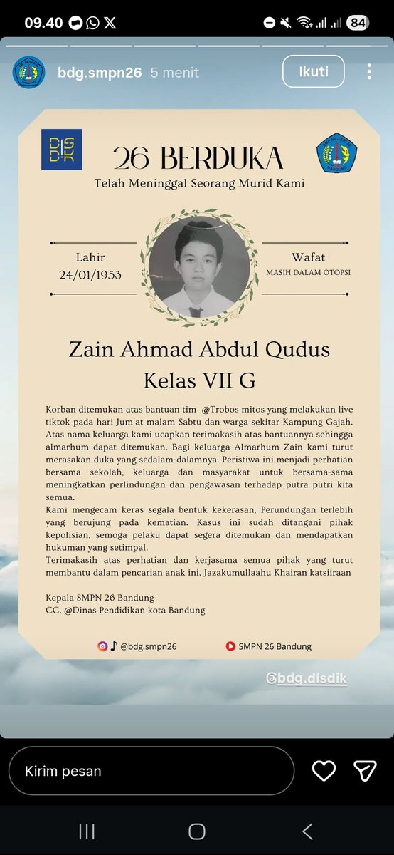 ndapediaa's tweet photo. @PutRa__K @BusuMaju2d Grup alumni smp 26, di tiktok juga rame. Sudah ada konfirmasi dari pihak sekolah juga kak https://t.co/g5el9AUu7E