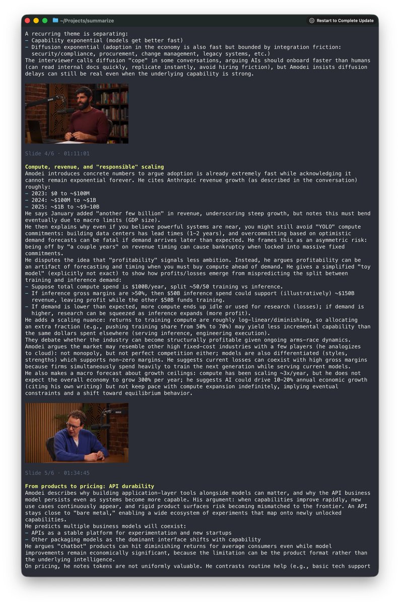 Terminal slides output