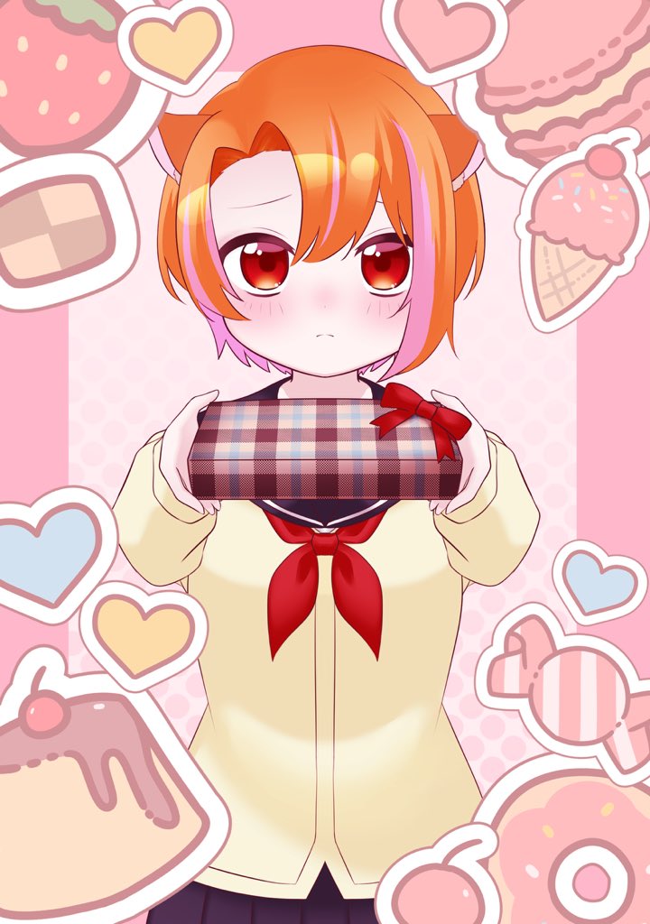 Shizuki_Leon's tweet photo. #おはようVtuber️️

ハッピーバレンタイン💌🍫🧡

レオンさんからのチョコはどーだい？？
イラストは、クロクマ【@kuroe_Kurokuma 】とともりん【@yatomori 】からいただきました🧡 https://t.co/2Va77oHxVb