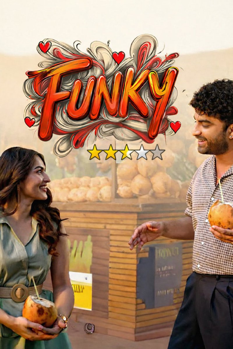 venkyzz3's tweet photo. #FunkyReview — A film that works in parts but doesn’t fully land as a whole. Vishwak did well, but Kayadu steals the show  her expressions  perfectly match the film’s tone. She’s easily the standout performer.

The second half works better than the first, especially the emotional stretch towards the climax was good. A few jokes click, but the editing feels uneven and the narrative flows more like bits and pieces rather than a seamless story. The inspiration from Nag Ashwin is quite evident.

Overall: Decent moments, strong performance from Kayadu, but inconsistent execution. ⭐⭐⭐✨ (2.75/5)

#Funky #FunkyReview #Tollywood