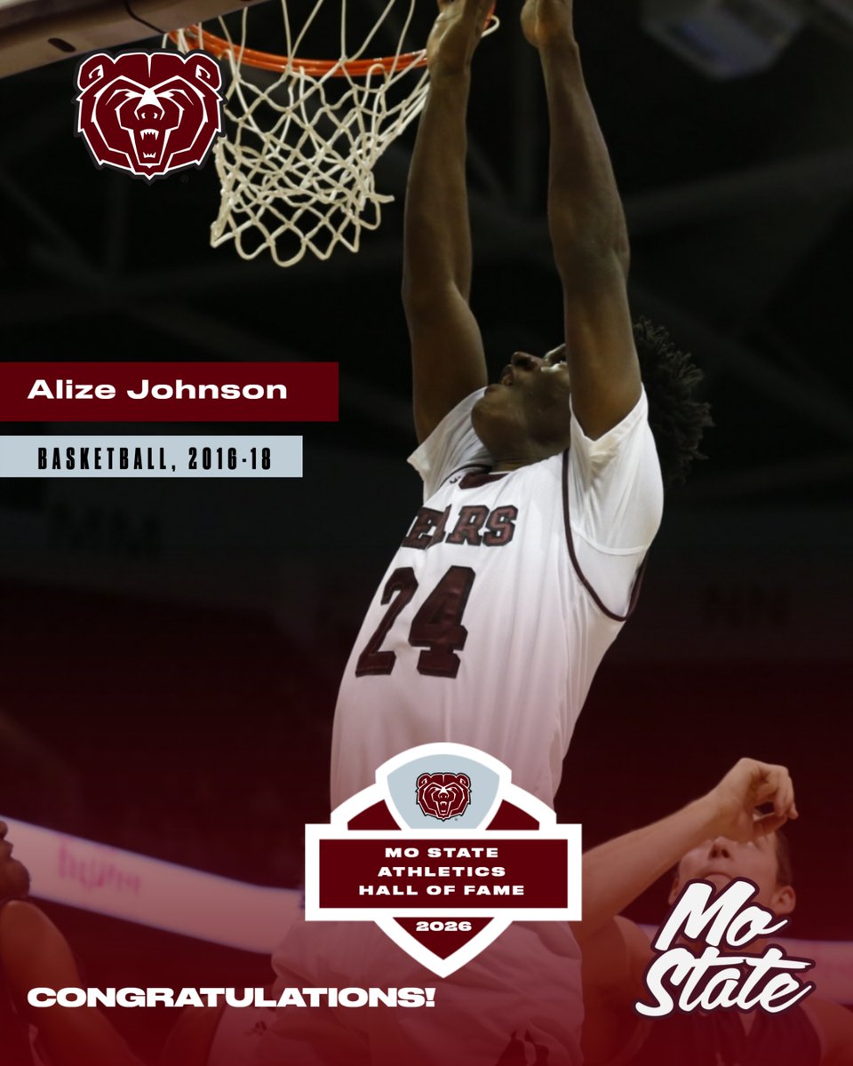 MoStateMBB's tweet photo. 🏆🏀 Congratulations to Bears greats @kjw3434 and @AlizeJohnson on their induction into the Missouri State Athletics Hall of Fame today! 

#ItAllCounts #AlwaysABear https://t.co/2mazXnkI7N