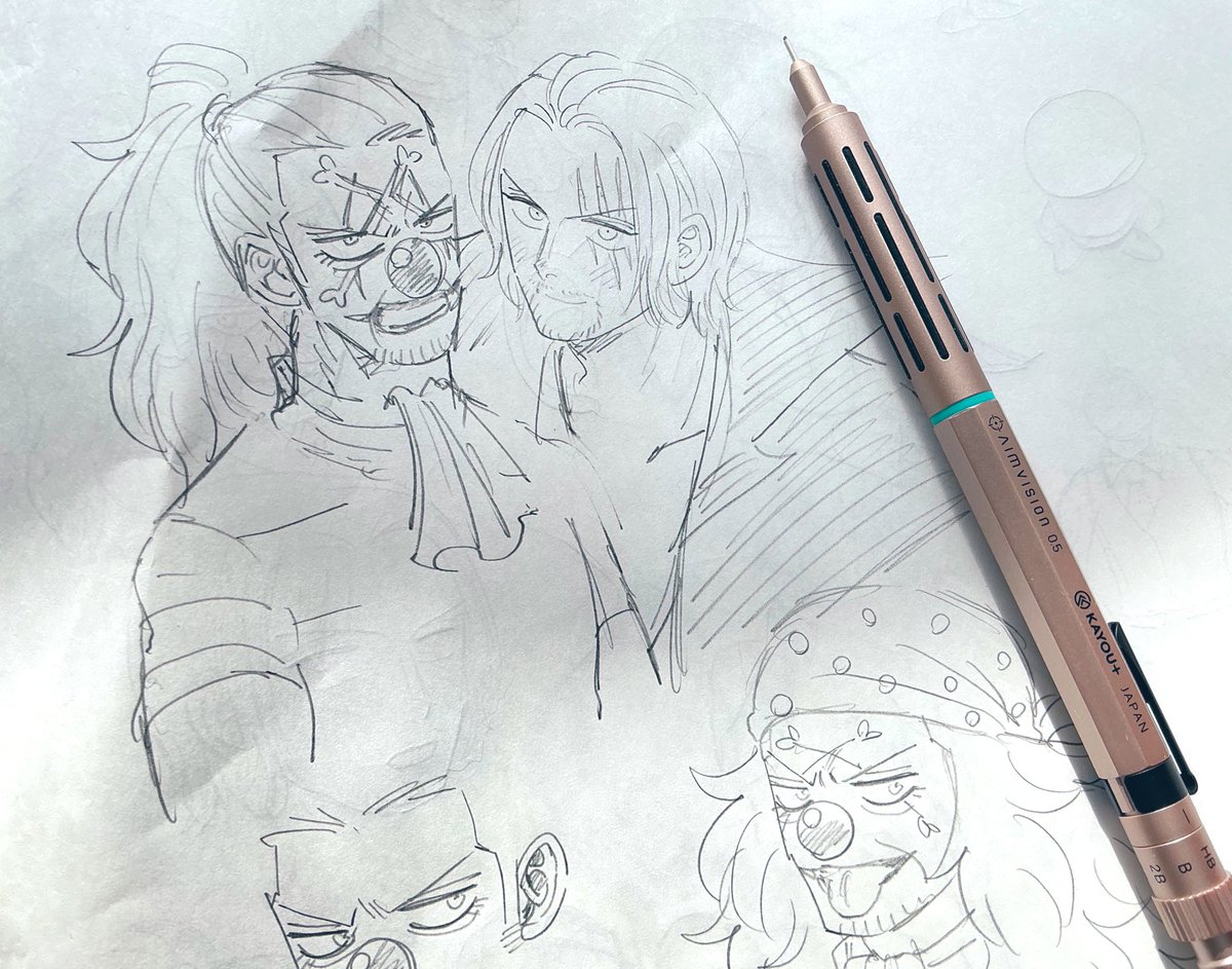 新シャーペンで落書き　やっすい百均のスケブだから裏写りがやばいよ