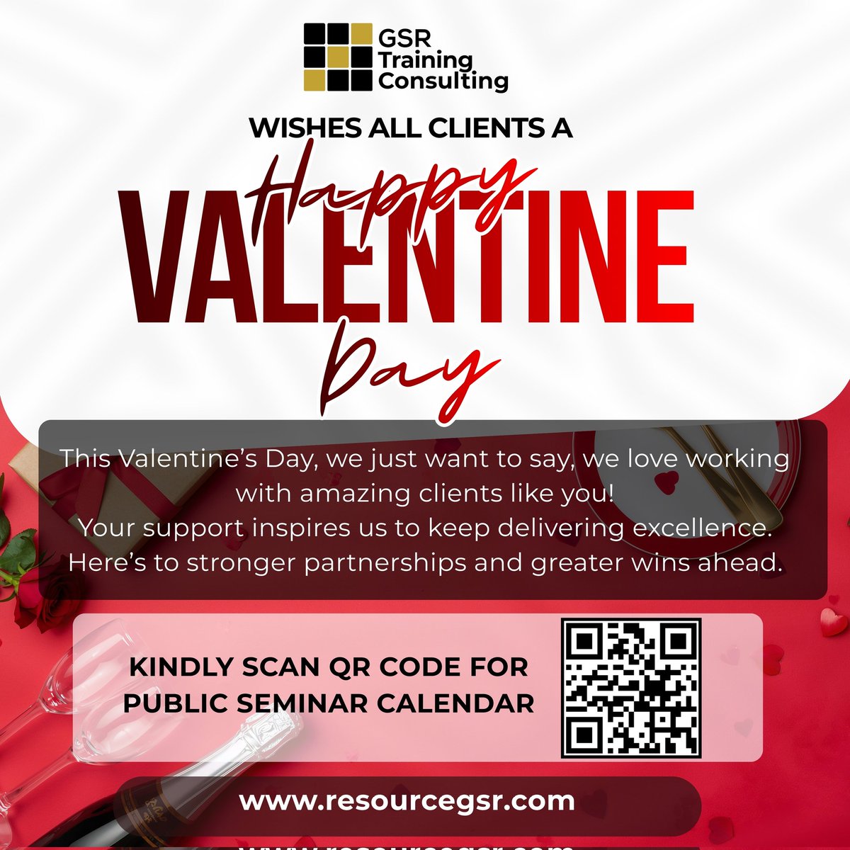 _gsrtc's tweet photo. We celebrate partnership, growth, and shared success. ❤️

Thank you for trusting GSR Training Consulting with your journey.
#ValentinesDay #ValentinesDay2026 #Training #gsr https://t.co/WjSQqQCSSR