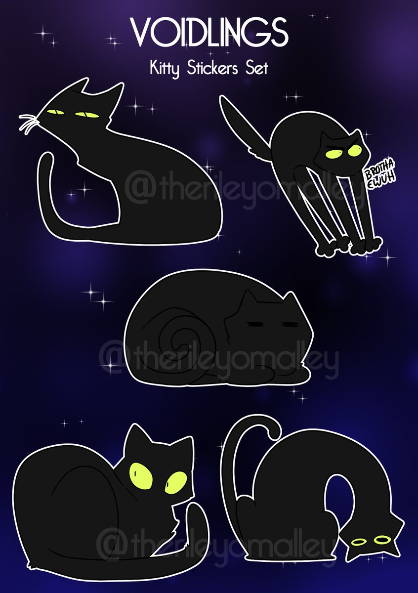 TheRileyOMalley's tweet photo. VOIDLING sticker set and individual stickers, now in the shop
#RileyArt #voidlings #cats #blackcat
๐ https://t.co/SNfIpRg8Ug https://t.co/gbi8atXUh4