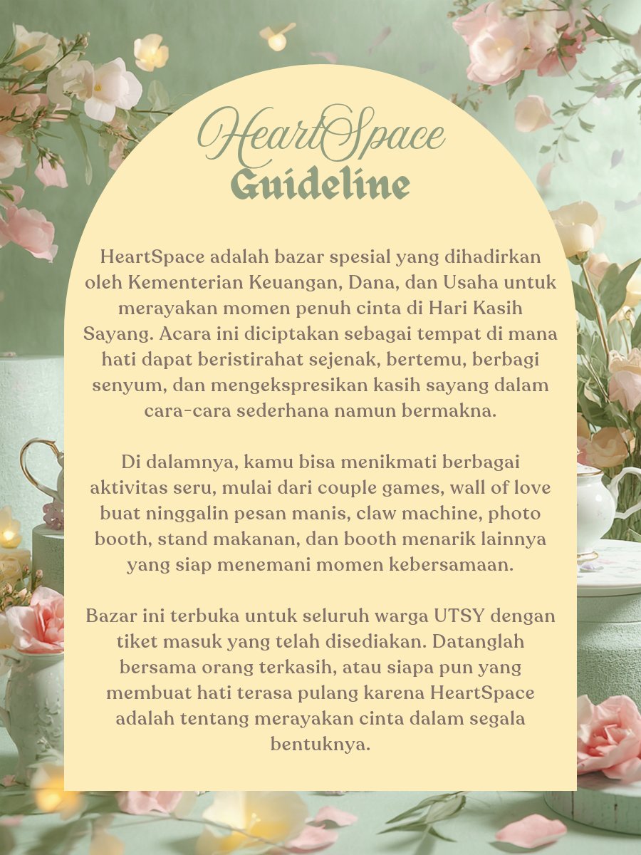 BEMUTSY's tweet photo. Silakan membaca guideline berikut.
#HeartSpace
#KeudanusEvent
#ValentineUTSY https://t.co/jfct674gMg
