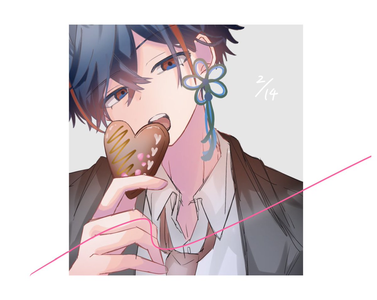 #贖イポスト
バレンタインだから描いた鳴上蒼葉！！
⚠️衣装捏造です