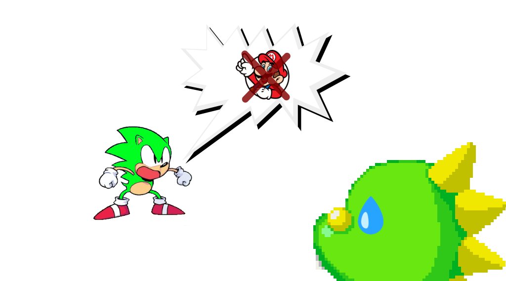 "Gee... that hedgehog can't seem to get that plumber out of his head..."