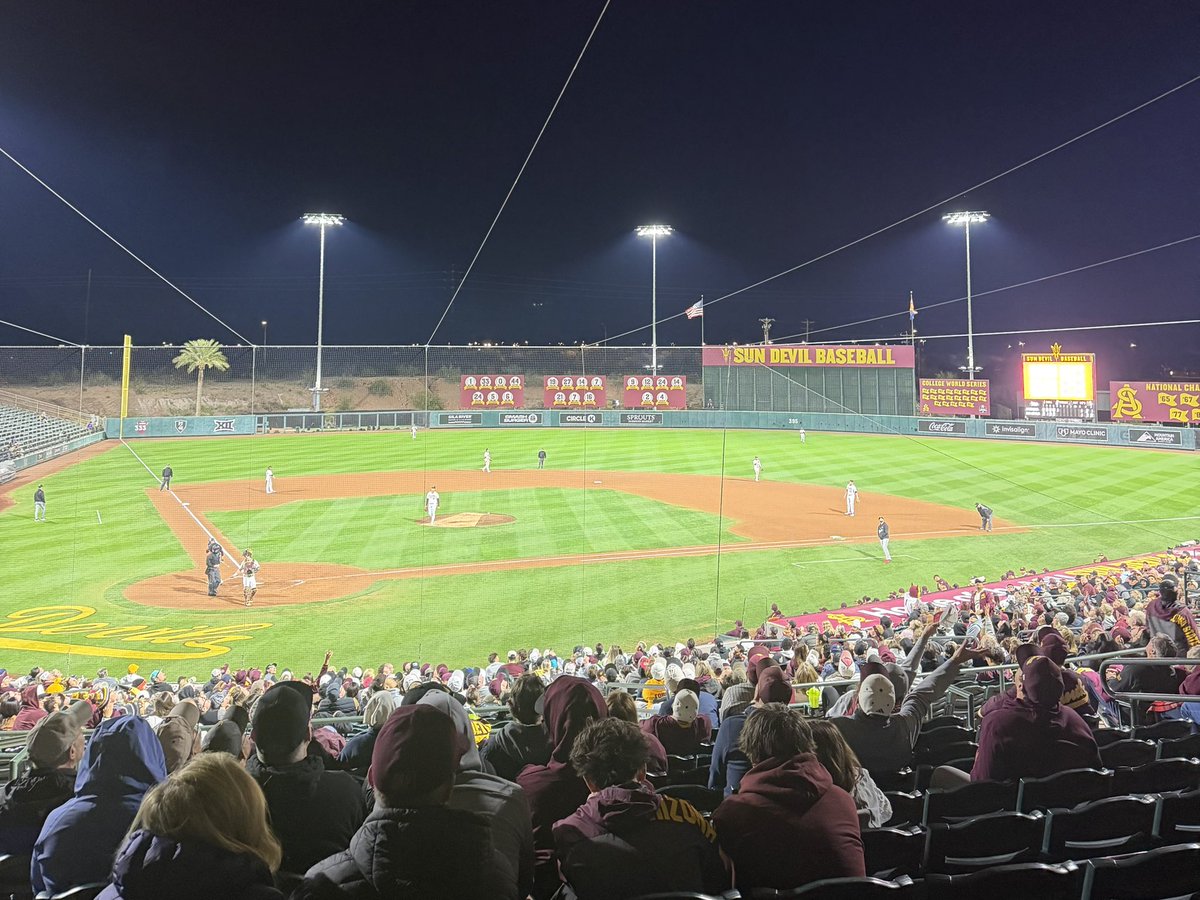 oliprick's tweet photo. At ASU Baseball's home opener for @sportscronkite 👀 Stay tuned for a fun video on socials! 📲 https://t.co/EHT1HJWwGY