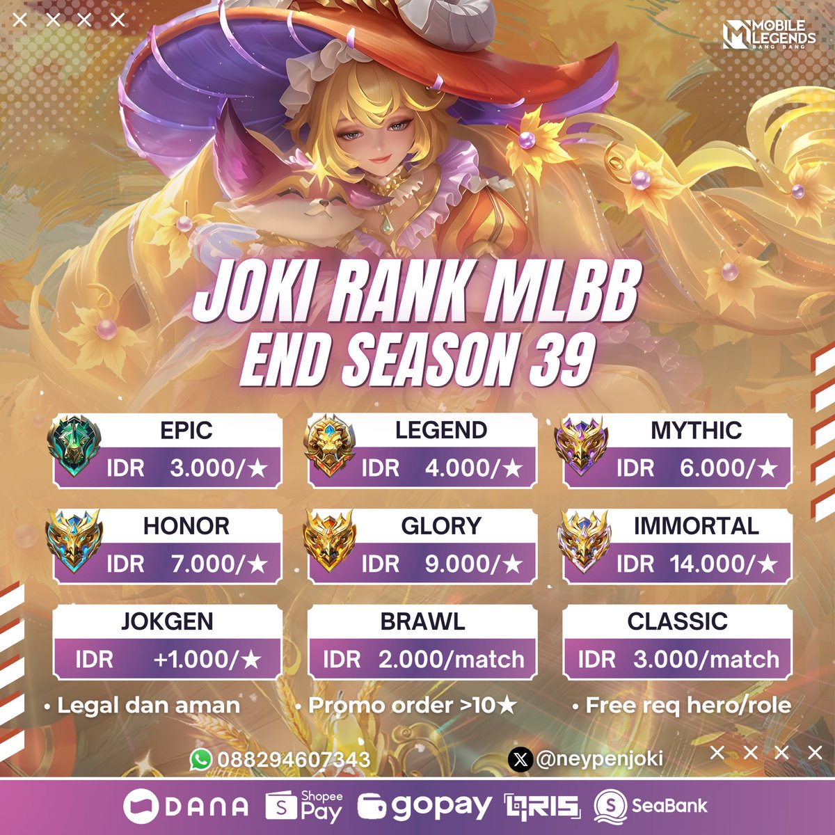 ༊·˚ ney — joki mlbb! tweet media