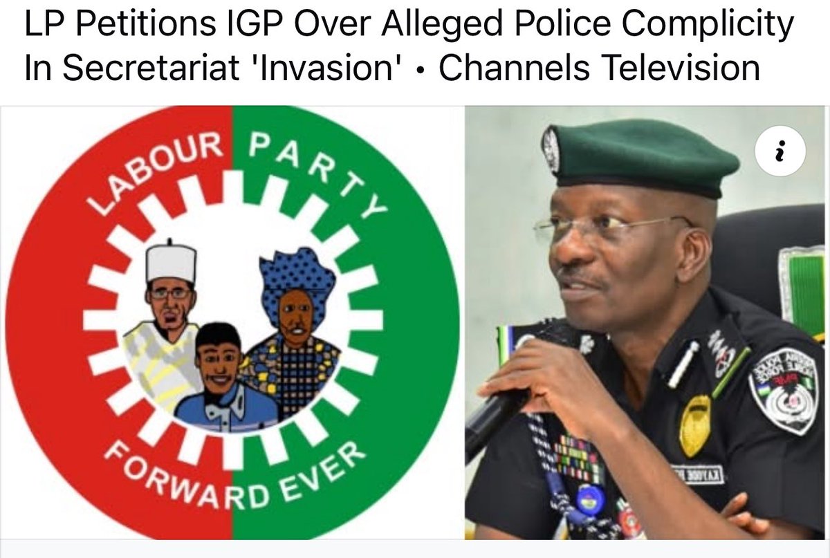 Labour Party Petitions The IGP Over Police Complicity in LP Secretariat Invasion.

facebook.com/share/1BfPvm2y…

<a href="/NgLabour/">LabourPartyNG</a> <a href="/LagosLabour/">Official Labour Party Lagos</a> <a href="/AJUElumeluSA/">Hon. Amb. AJU Elumelu</a> <a href="/AjuGlobal/">AJU Global Media</a> <a href="/Aju2Kobo/">AJU2KOBO</a>