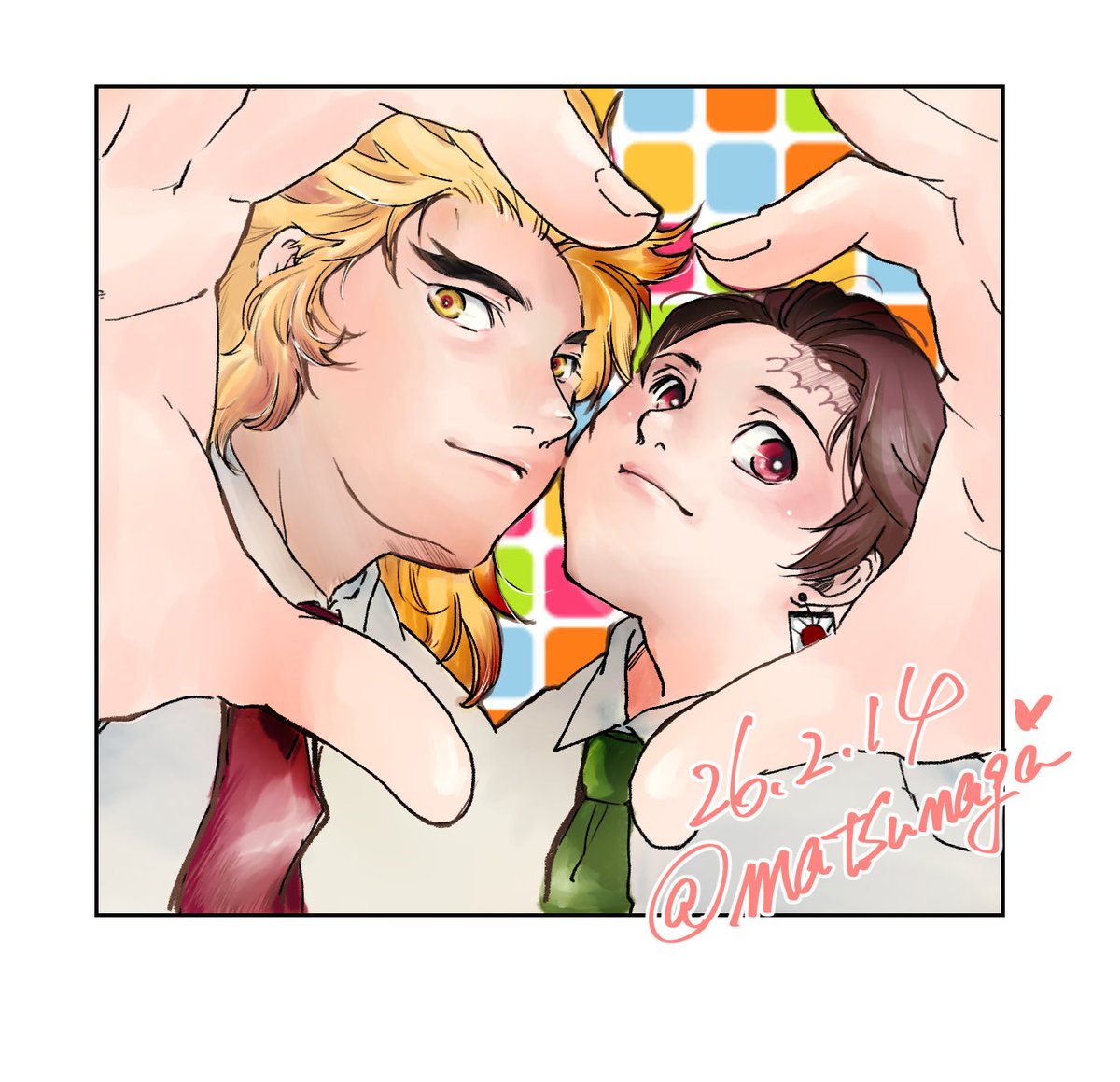 今日は２月１４日🍫
🔥🎴ハートフレームをがんばってみました！

色塗り難民()