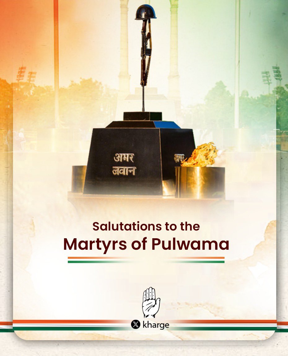 We pay our deepest homage to the brave martyrs of Bharat Mata, who laid down their lives in Pulwama.

Their indomitable courage and unflinching devotion to the nation will forever be etched in our collective memory.

Their supreme sacrifice remains eternal.
We shall never forget.