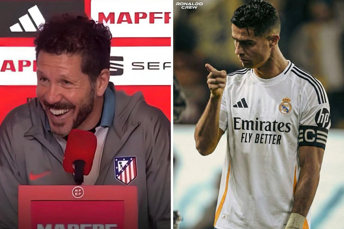 Periodista 🗣️ : "¿Es posible que el Barcelona remonte un 4-0 que recibió su equipo en el Camp Nou?"

Diego Simeone 🎙️ : “No tienen a Cristiano Ronaldo”.

HONOR A QUIEN HONOR MERECE. 🇵🇹🐐
