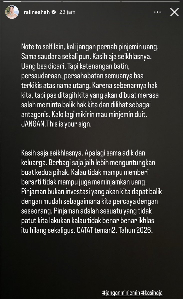 even raline shah shout out about kasih utang tapi kaga dibayarrr