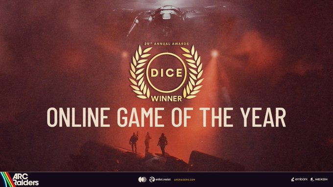 ARC Raidersが「#DICEAwards」でオンラインゲーム・オブ・ザ・イヤーを受賞しました！🏅
#アークレイダース #ARCRaidersJP