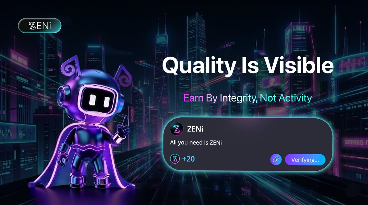 📊 Not all contributions are equal — and ZENi doesn’t pretend they are.

Your signals are evaluated using integrity metrics
like consistency, uniqueness, and anomaly risk.

👉 Contribute high-quality signals in ZENi
and get $ZEN1 rewarded based on measurable integrity.
#ZENi #AI