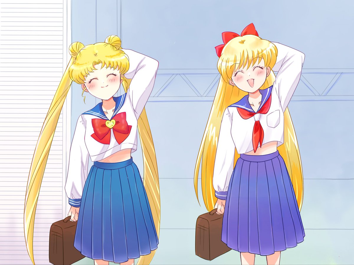 女の子二人のイラストを貼る うさみな♡