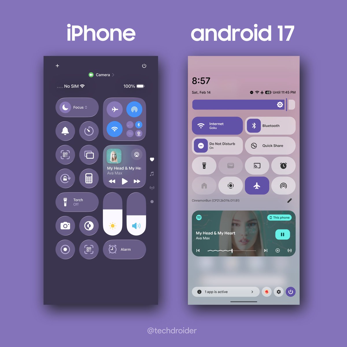 Android 17 vs iOS - Control Center