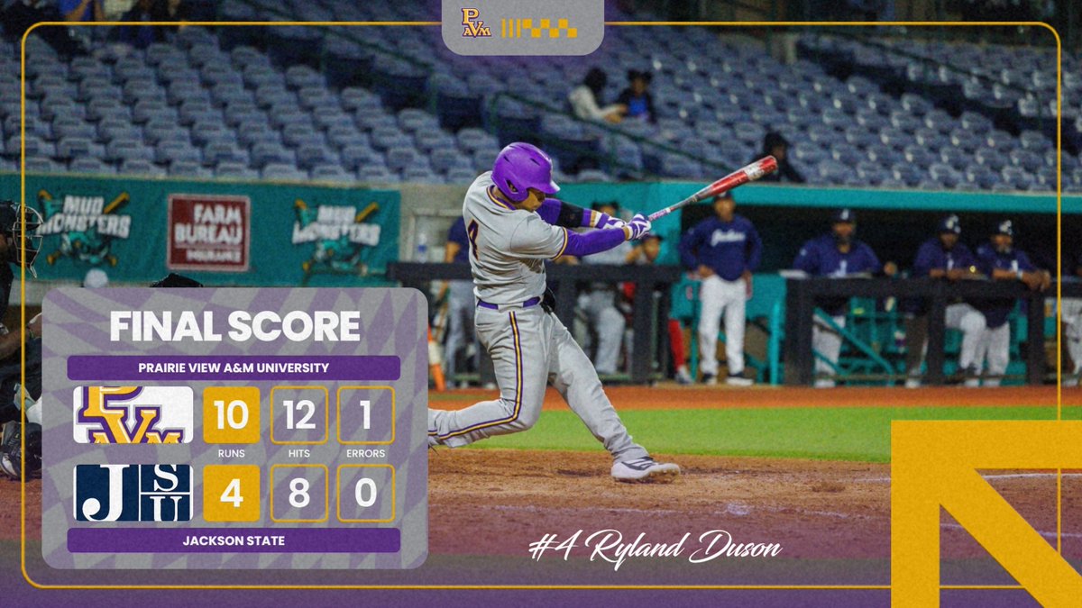 PVAMBSB:  The Panthers pick up their first win of the season with a victory over Jackson State at the HBCU Power Series!

📅 Next Up:
🆚 Alcorn State
⏰ Saturday, February 14 | 2:30 p.m.

#PVAMUBaseball #HBCUPowerSeries #PantherPride