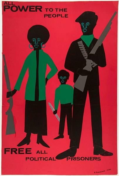ShabanaMir1's tweet photo. Faith Ringgold (African American, 1930–2024).  Committee to Defend the Panthers (1970; poster). #FreePoliticalPrisoners https://t.co/1ZK4NLNsIY