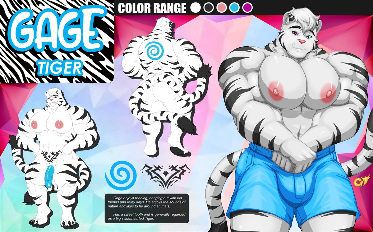 FINISHED REFF COMMISSION for my good friend <a href="/WhiteTigerGage/">Gage</a> 
Gage enjoys reading, hanging out with his friends and rainy days. He enjoys the sounds of nature and likes to be around animals. Has a sweet tooth and is generally regarded as a big sweetheart tiger
🍼🖤🍼
