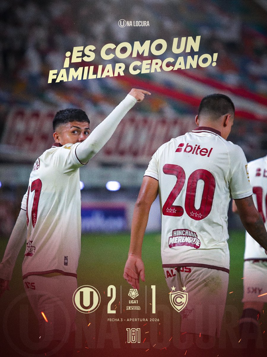¡Es como un familiar cercano!

⚽️ Universitario 2 - 1 Universitario 
🗓 Fecha 3
🏆 Liga 1 / Apertura

#YDaleU
#UnaLocura
#TriCampeón
#ElÚnicoGrande