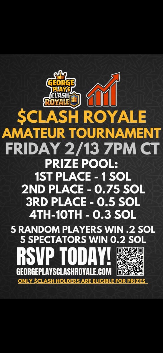 Squadam10's tweet photo. Got 2nd place in the @GeorgePlayClash amateur tournamet! Come join the discord and join us in the next tournamet for the $CLASH community🤘🤘 https://t.co/qCC44UHV3t