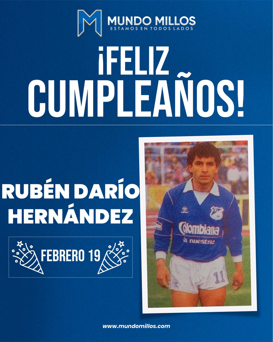 #CUMPLEAÑOS Delantero. Campeón con Millonarios en 1987 y 1988, 30 goles con nuestra camiseta e integrante de la Selección Colombia en el mundial de Italia 90.

Felicitamos a Rubén Darío Hernández hoy en su cumpleaños 61 🥳🎂🎉🎁🪅

#EstamosEnTodosLados