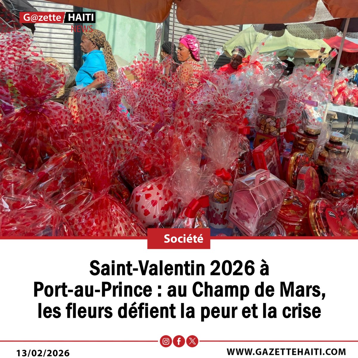 GazetteHaiti's tweet photo. Saint-Valentin 2026 à Port-au-Prince : au Champ de Mars, les fleurs défient la peur et la crise
Cliquez sur ce lien pour lire cet article ⬇️
https://t.co/uZtmu8Bjft https://t.co/6qu2OSjpN9