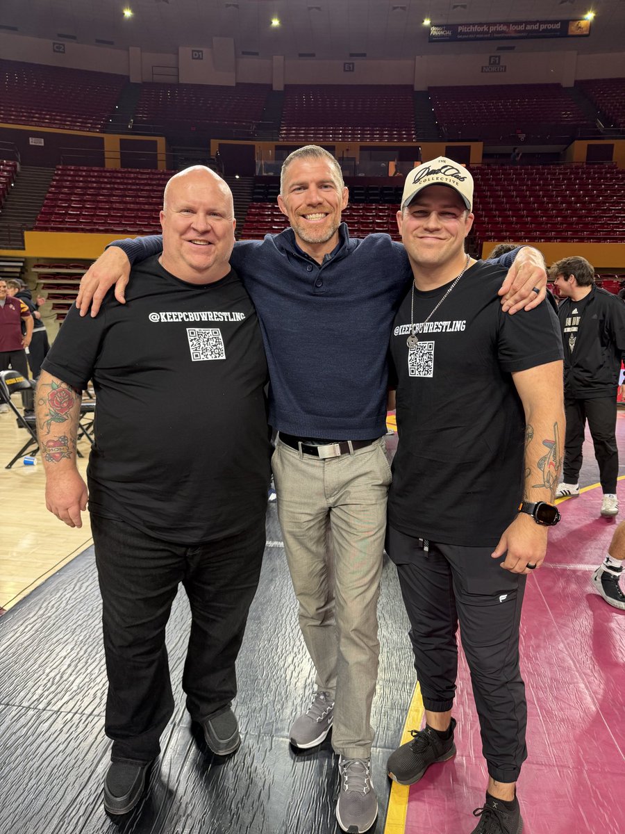 CAGEdad's tweet photo. My son and I with one of his old coaches from CBU. Program is on the chopping block.  Spread the word. 

https://t.co/WEBMNQSVgD

#keepcbuwrestling https://t.co/uiQ5eCALCw