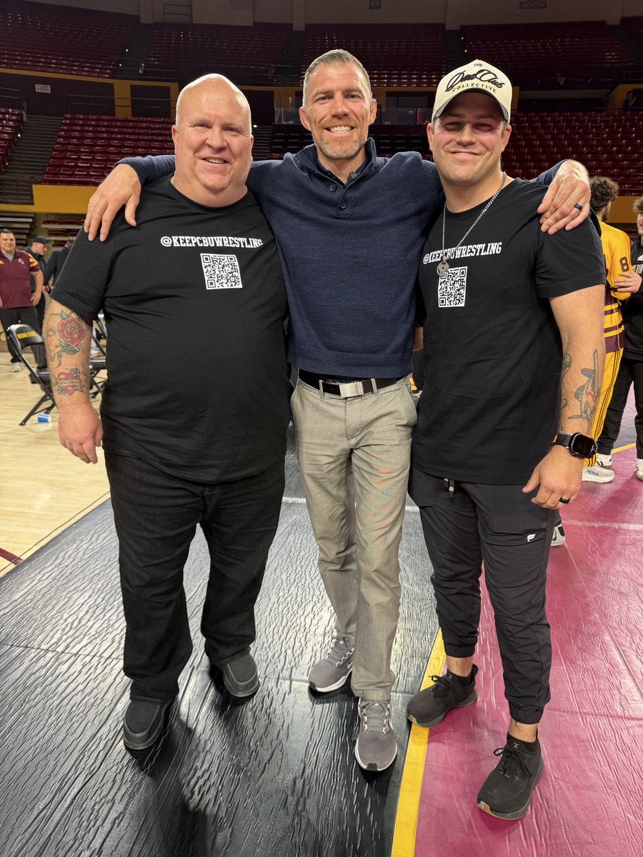 CAGEdad's tweet photo. My son and I with one of his old coaches from CBU. Program is on the chopping block.  Spread the word. 

https://t.co/WEBMNQSVgD

#keepcbuwrestling https://t.co/uiQ5eCALCw