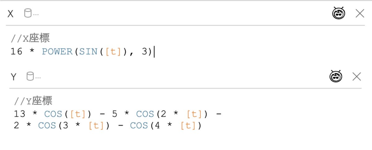 SalesforceJapan's tweet image. #Tableau ユーザーの皆さん、この計算式を見て何が描かれるか分かりますか？😎

ヒント：0~360までの連番が入ったデータを用意！ 答えはリプ欄で↓

#ハッピーバレンタイン