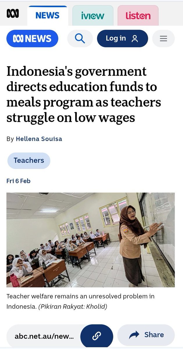 KangManto123's tweet image. Astagaa, gaji Guru rendah sampe masuk media Aussie 😭😭

__
