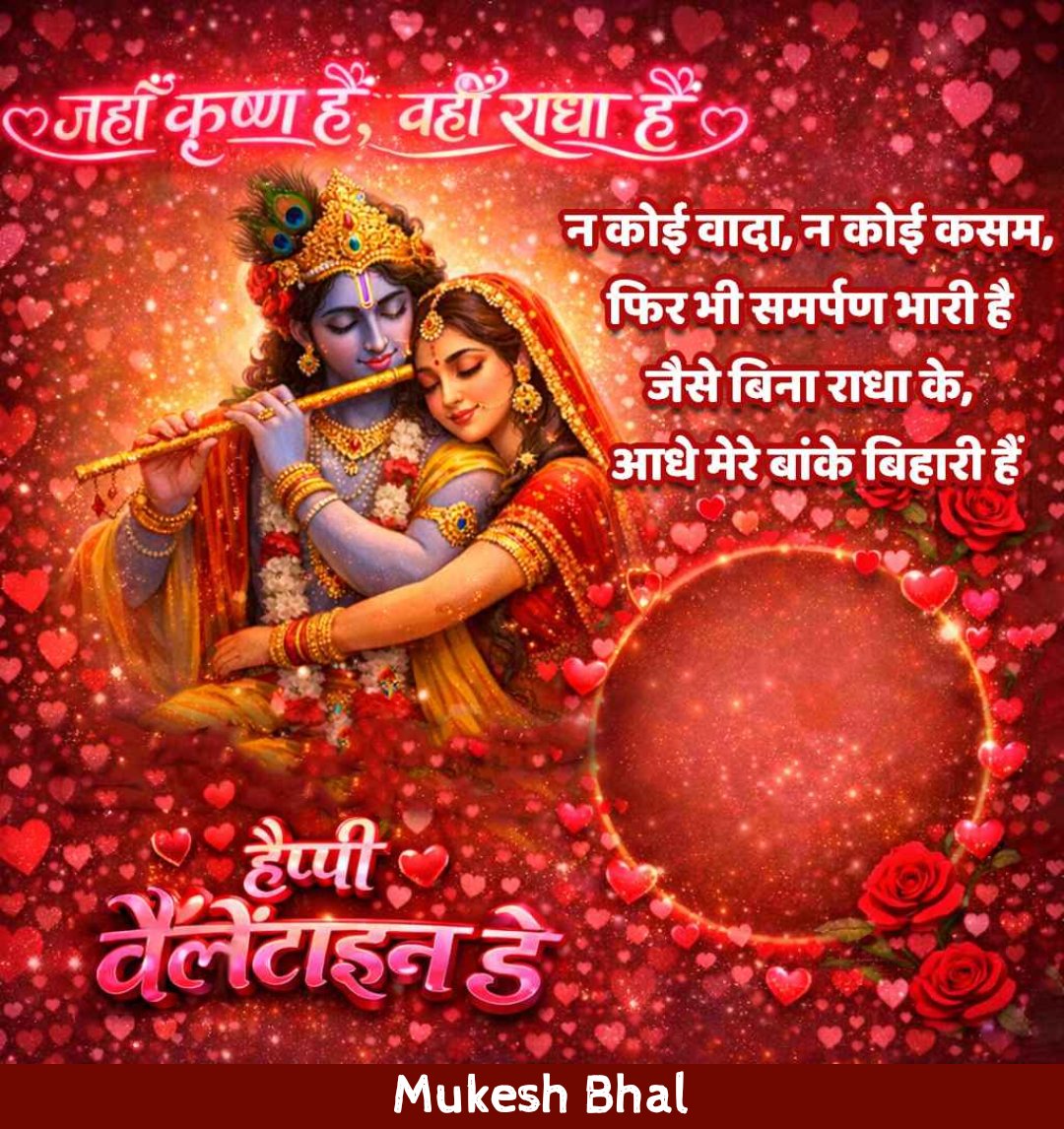bhal1_bhal's tweet photo. प्रेम हो तो श्री कृष्ण और राधा रानी की तरह प्रेम और समर्पण का विदेशी पर्व वेलेंटाइन डे की हार्दिक शुभकामनाएं जय श्री राधे कृष्णा 🙏🌹💐💞 https://t.co/H22KL6GU2F