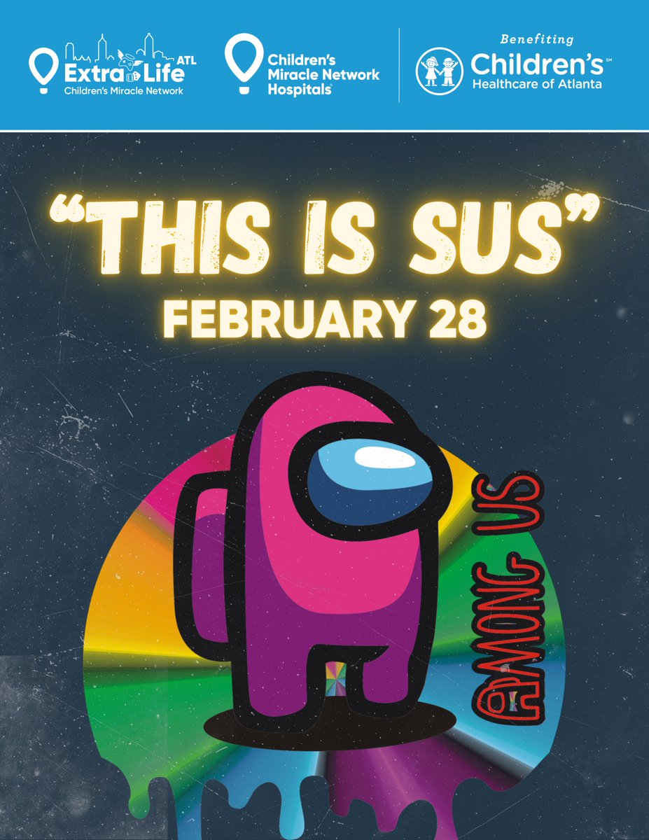 🚨 THIS IS SUS 🚨
We’re hosting a community Among Us night on Feb 28 at 6PM!
🎮 Game: Among Us
 💸 Cost: Free
 📺 Streaming required? Nope but highly encouraged!
Multiple platforms. Open to everyone
Signup sheet+details coming soon
Who’s in?

#ExtraLifeATL #AmongUs #GamingForGood