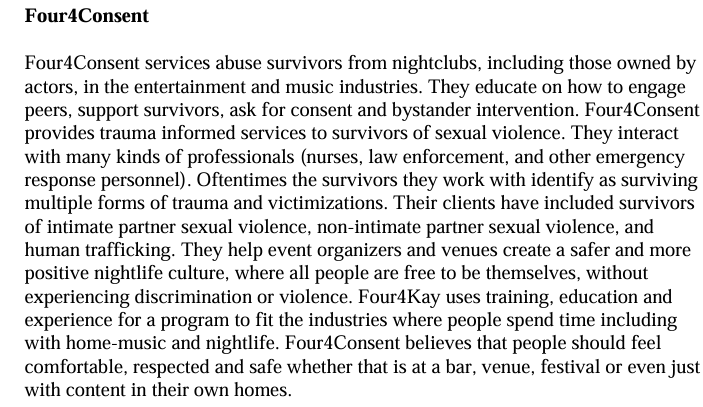 <a href="/Four4Consent/">Four 4 Consent</a>  chose to support Heard's false allegations even after it was proved the accusations were not supported by the evidence. Unless a public apology is issued to Depp, their advocacy work can only be considered a farse #Falseaccusations