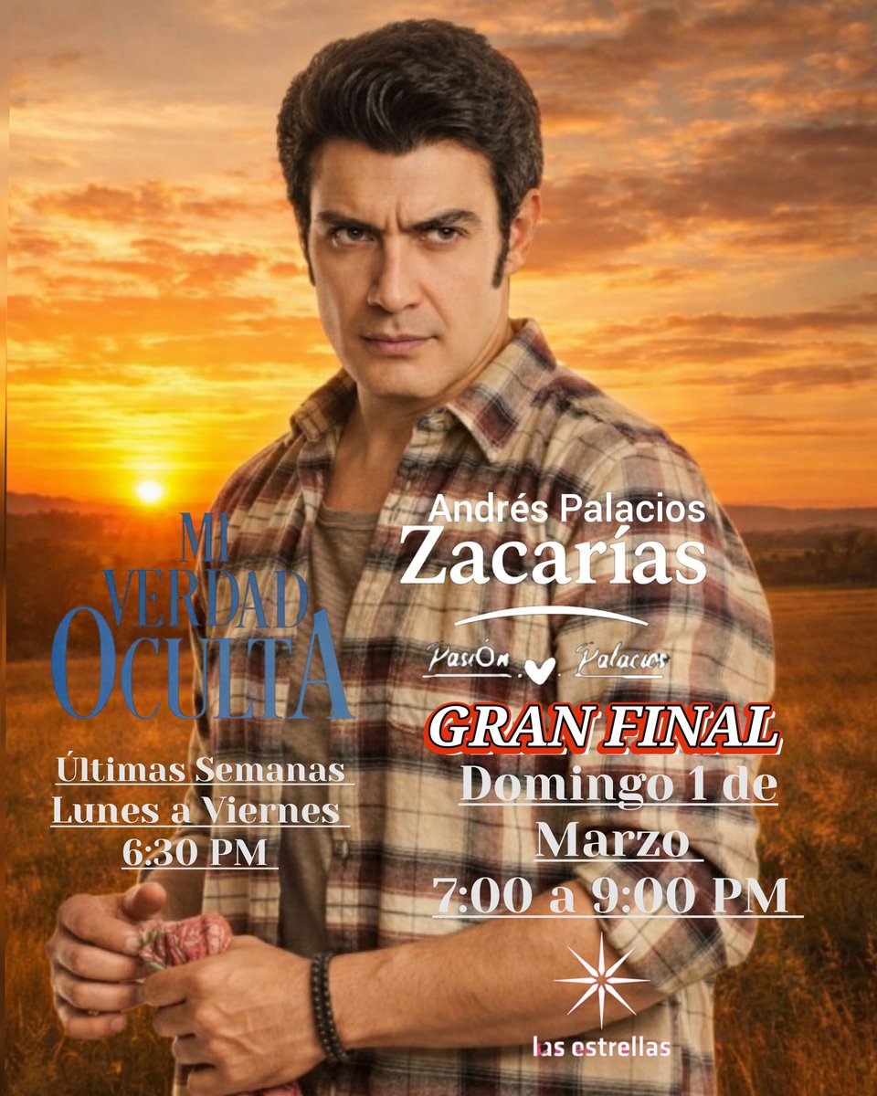 Tenemos fecha para el gran final de #MiVerdadOculta <a href="/andrespalacios1/">Andrés Palacios</a> #zacarias