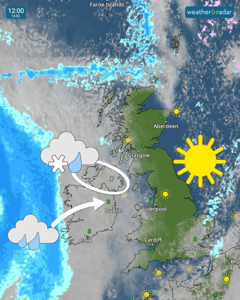 WeatherRadar_UK's tweet image. First the first time in a while, the sun will be shining over the UK... before more rain pushes in over Ireland, snowy over Northern Ireland, bringing clouds again. 🫣

WeatherRadar: to.weatherandradar.co.uk/weatherradar 

#Weather #UKWeather #IrelandWeather