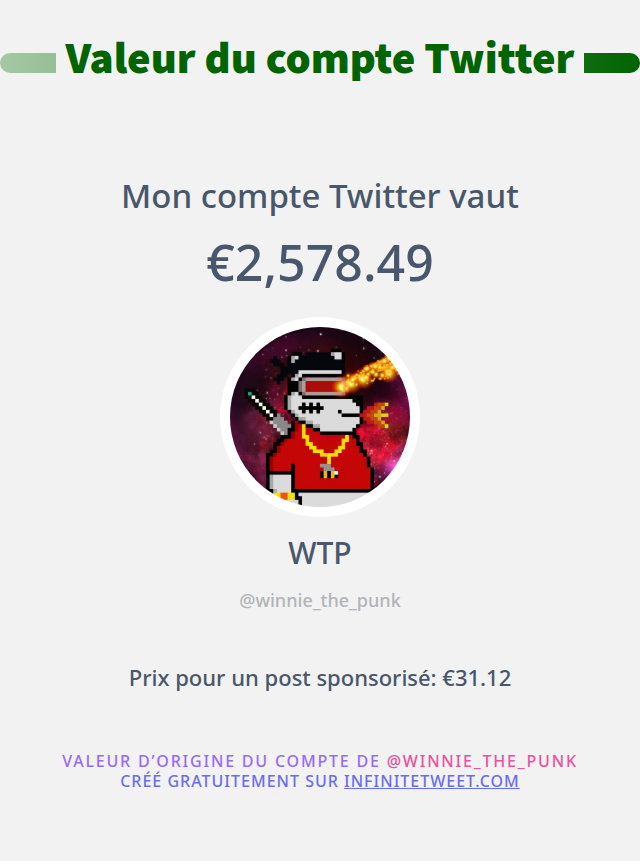 Mon twitter vaut: €2,578.49

➡️ infinitetweet.me/account-worth?…