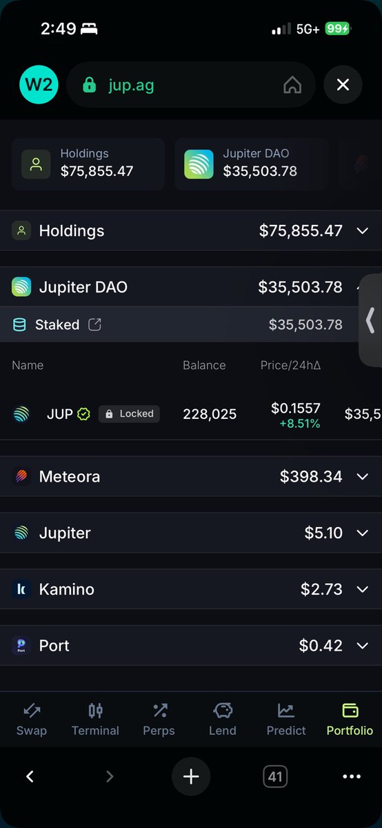 Super bullish on <a href="/JupiterExchange/">Jupiter</a> and <a href="/weremeow/">meow</a>, <a href="/kashdhanda/">kash</a>, <a href="/sssionggg/">⚔️ SIONG</a>  going forward. With the new vote set to take place, they’ve made me into a true believer in not only Jupiter the platform, but also the $JUP token. Currently down over $100k on my $JUP holdings, but I’ll