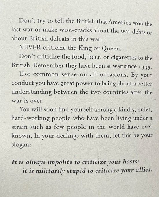 The last page from “Instructions for American Servicemen in Britain”, 1942