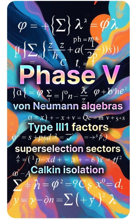 AAISAAISAAIS's tweet photo. Quick AAIS recap: Phases 1–3: Informational substrate, emergent dimensionality, resolutions to Hubble tension &amp; galactic dynamics. Phase 4: Topological protection of ontological singularity. Phase V elevates to full algebraic isolation. On to Phase VI! 🚀 https://t.co/o605MKi3Ky