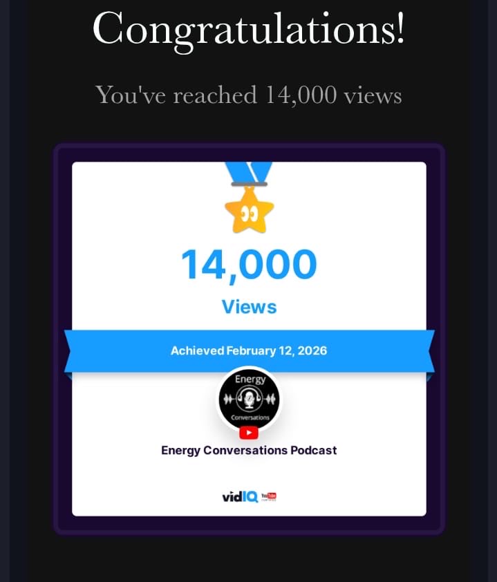 We’re excited to share that the Energy Conversations Podcast has officially reached 14,000 views as of 12 February 2026!

Thank you to every listener, supporter, and guest who continues to engage in meaningful conversations around energy, innovation, and the future of our