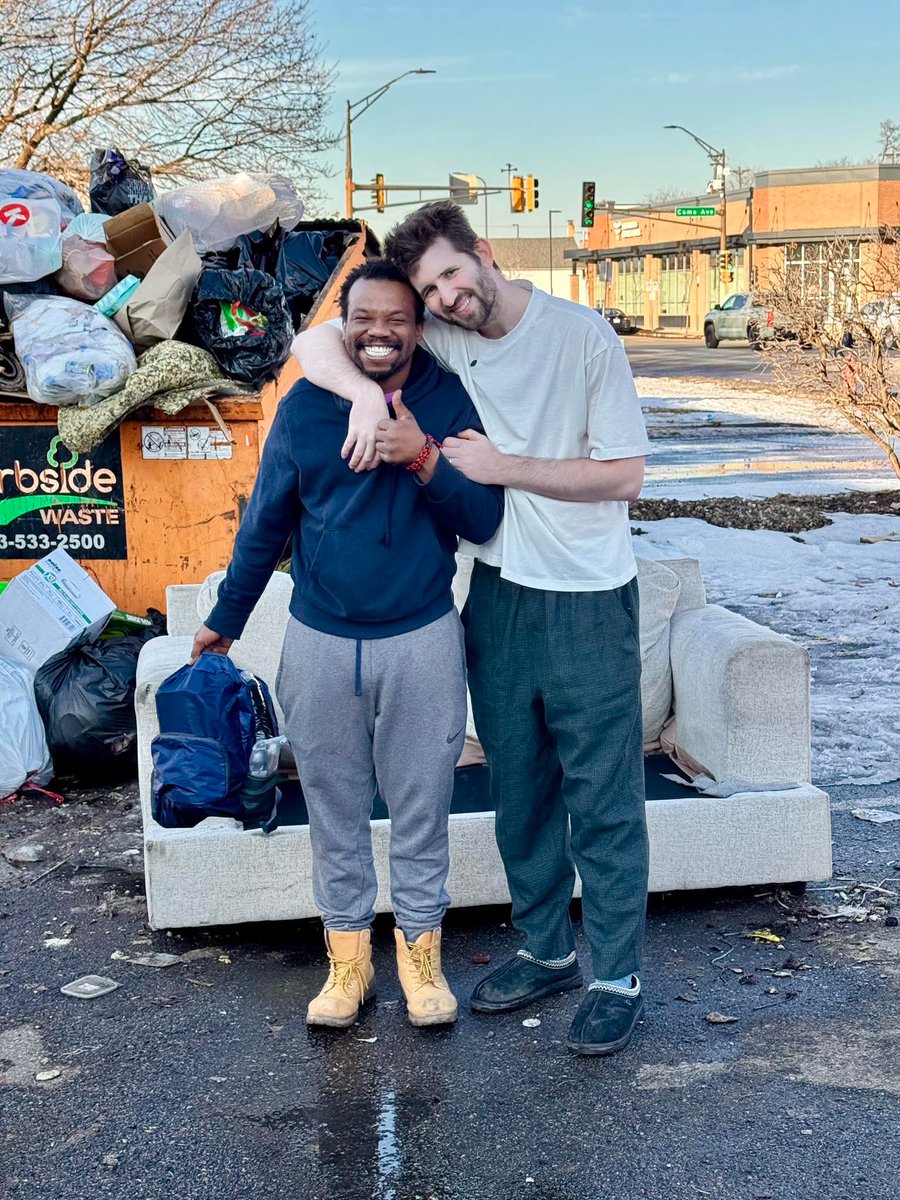 Today I was sitting outside on an old couch near a pile of garbage, waiting… not knowing who would walk into my life next.

And then a man with a backpack approached me.

He looked clean and put together, but he told me he didn’t have much. Someone had blessed him with a