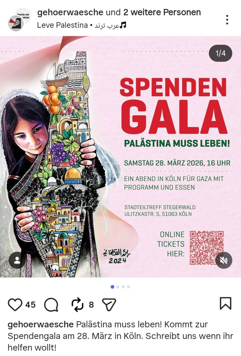 KoelnAnonymous's tweet photo. Die #Palästinamussleben-Gala in #Köln ist keine neutrale Spendengala.Koop. u. a. mit #iCOR und #SolidaritätInternational –klar antiimperialistisch verortet. Symbolik ohne israelische Staatsgrenzen bewegt sich in einem Milieu,in dem antisemitische Narrative anschlussfähig sind. https://t.co/E6VXKVFuLt