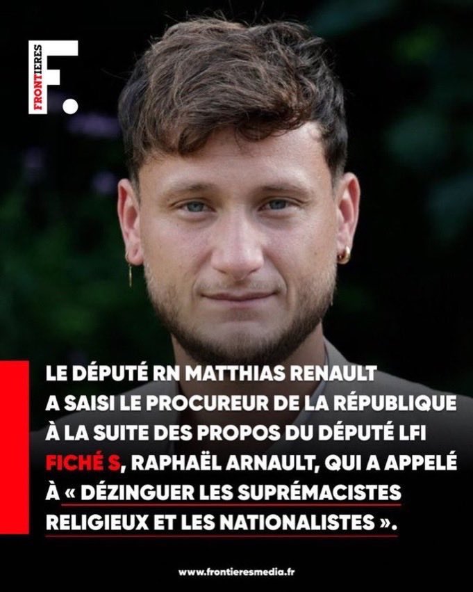 🚨 🇫🇷 Faut-il DESTITUER le FICHÉ S Raphaël Arnault qui appelle à DÉZINGUER les suprémaciste religieux et les nationalistes ?

🅰️. OUI
🅱️. NON