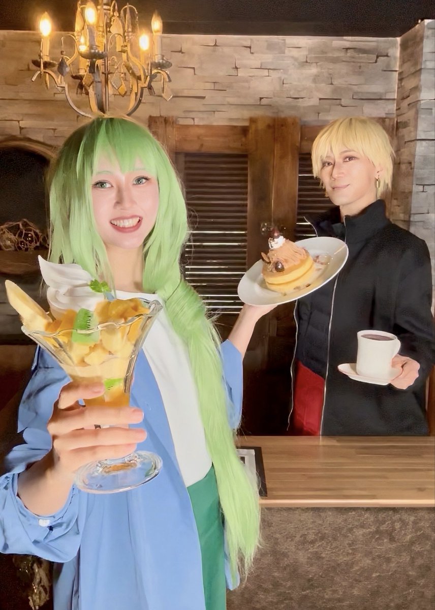 【Fate/strange Fake】コラボCafe ver.

　　　　　〜 Happy Valentine 〜
　　🍨特製パフェ&amp;パンケーキおまち🥞

▶エルキドゥ Enkidu
▶ギルガメッシュ Gilgamesh <a href="/gil23456/">ギルGIL</a>